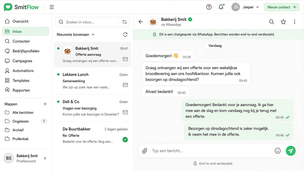 Zakelijke e-mail in de team-inbox